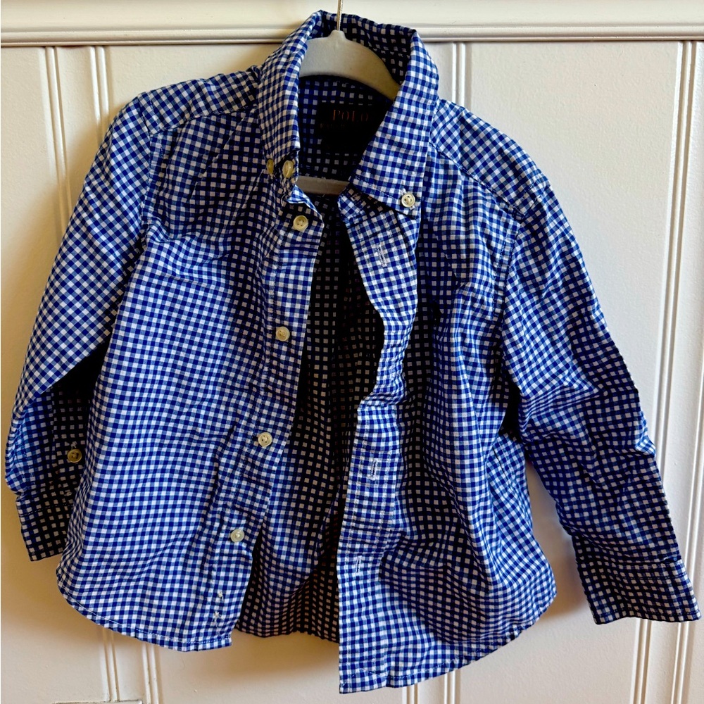 Ralph Lauren Kids Blue Gingham Button Down Shirt